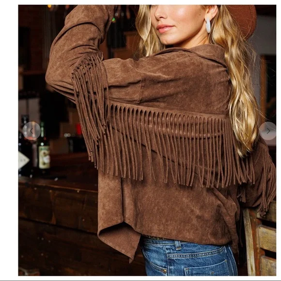 Caroline Retro Chic Fringe Faux Suede Jacket - Picture 5 of 5